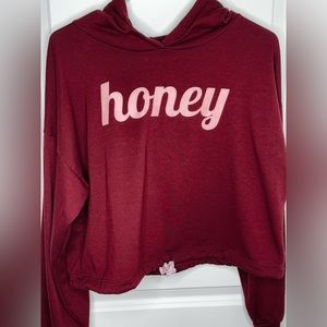 burgundy cropped hoodie